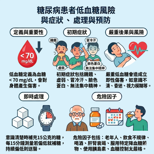 糖尿病患者低血糖風險與症狀、處理與預防