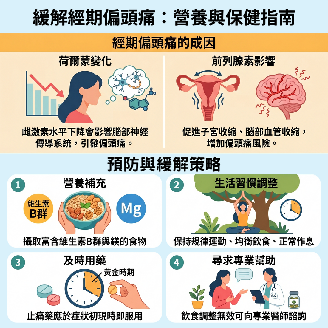 緩解經期偏頭痛:營養與保健指南